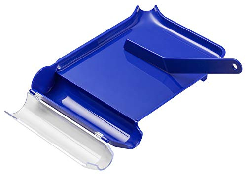 Pill Counting Organiser Tray with Spatula and Clear Chute Cover for Prescription Medications, Vitamin C or E, and Fish Oil Pill Counter for Medicines and Tablets (Right-Hand, Blue, L-Shape)
