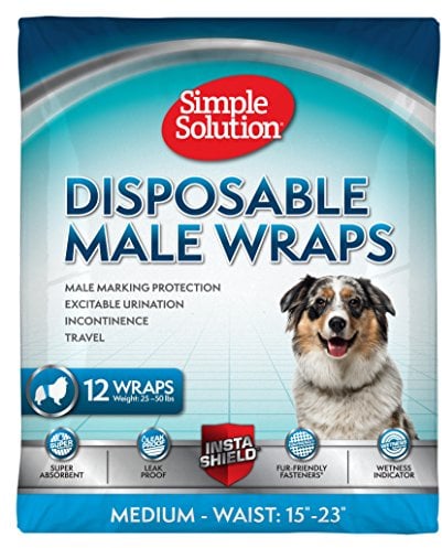 Simple Solution Pannolini a Fascia Monuso per Cani Maschio con Idicatore di Bagnato, Medium, 12 unità