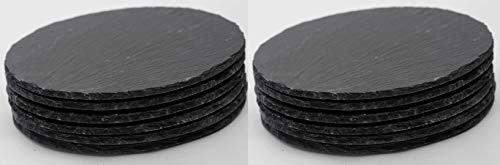 Novaliv 18x Schieferplatten I rund I 33x0,5 cm I Sushi Deko Servierplatten lang Schieferplatten Untersetzer Tischplatz Kerzenteller