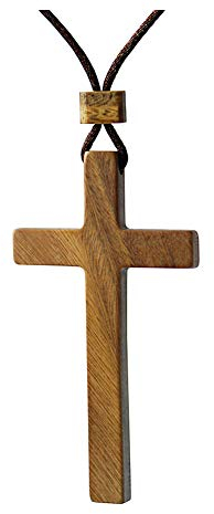 Xianli Wang Grande Collar Colgante de Cruz de Sándalo Para Hombres Mujeres Cadena de Suéter Informal con Arbolado (Marrón)