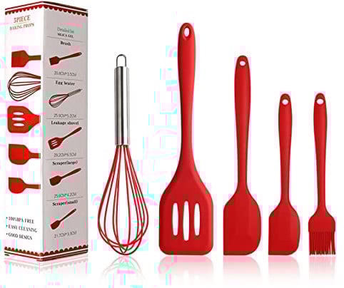 BINHAI Halloween Party Spatola di silicio Rosso Set di Utensili da Cucina - Spazzole per imbastitura Pennello per Olio per Pasticceria Frullino per Le Uova Tornitore scanalato - Utensili da Cucina
