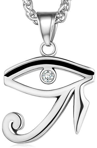 FaithHeart Silber Horusauge Kette aus Edelstahl Herren Jungen Ägyptische Horus Anhänger mit Geschenkebox für Geburtstag Weihnachten