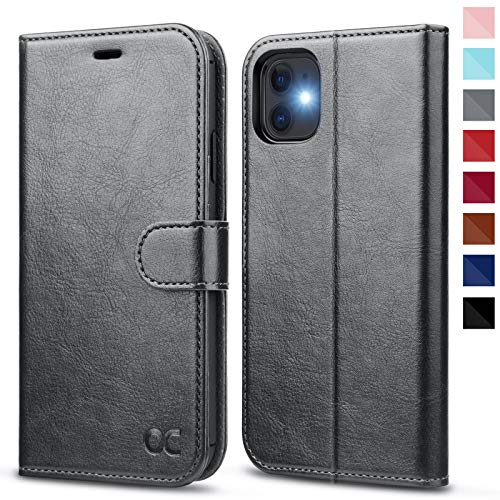 OCASE iPhone 11 Hülle Handyhülle [Premium Leder] [Standfunktion] [Kartenfach] [Magnetverschluss] Tasche Flip Case Cover Etui Schutzhülle lederhülle klapphülle für iPhone 11 (Grau)
