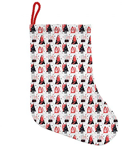 ABAKUHAUS Winter Hängende Nikolausstiefel Weihnachtssocken, Katzen Vorbereitung auf Weihnachten, Weihnachtsstrumpf zum Aufhängen, 25x35cm, Weiß und Coral