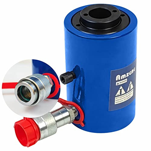 AMZCNC 20T Hydraulic Cylinder Jack Hollow Single Acting Hydraulic Ram Cylinder 2(50mm) Hydraulic Lifting Cylinders (20T 2Inch Hollow)