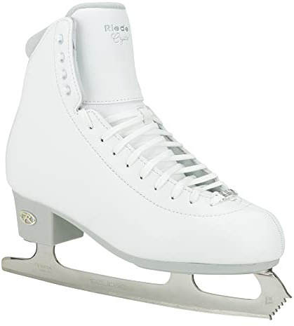Riedell Crystal Adult Ice Skates for Women and Men - Sleek, Competitive Ice Skates with Moisture-Wicking Dri-Lex Lining and Stainless Steel Blade - White, 8 D Width