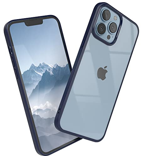 EAZY CASE - Clear Hybrid Bumper Coque pour Smartphone Compatible avec iPhone 13 Pro Max, résistante aux Chocs et aux Rayures, avec Protection de l’Appareil Photo, Bleu Nuit