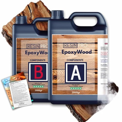 Resin Pro EPOXYWOOD 3 KG Résine époxy pour bois - Résine pour revêtements protecteurs, rénovation, renforcement du bois, de la fibre de verre et du métal