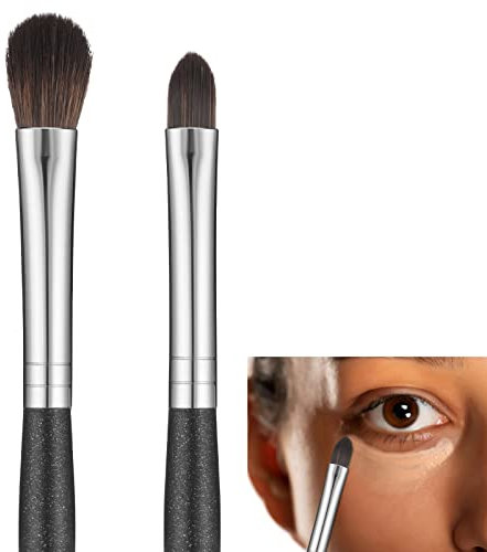 2 Pieces Concealer Makeup Brush Set, Concealer Brush for Under Eyes Synthetic Eyeshadow Brush for Women Girls Applying Cream Powder Blending Concealing, 2 Styles