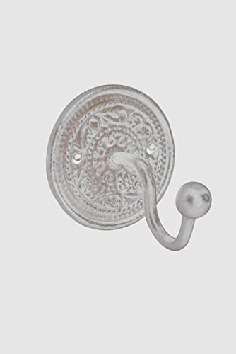 Jeanne d´Arc living Nostalgischer Wandhaken Rondello Runder Haken Garderobenhaken Braun, Weiß oder Silber Ø 6cm (Silber 15947)
