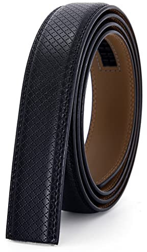 Nelbons Herren Gürtel Ratsche Automatik Gürtel für Männer 30mm Breit Ledergürtel 1 1/8, Ohne Schnalle (Schwarz C4, Länge 130cm Geeignet für 28-45 taille)