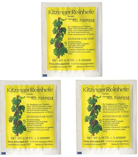 3x Arauner Universal Reinhefe Weinhefe Rotwein Weißwein