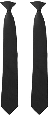 Woerma 2 Stück Herren Clip on Krawatten Schwarz, 50,8 cm, Vorgebundene Krawatten für Business, Bankett, Party, Hochzeit, Schuluniform, Schwarz, Medium