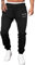 Meilicloth Jogginghose Herren Männer Freizeithose Baumwolle Lang mit Kordelzug-Aufdruck Sweatpants Herren mit Taschen Regular Fit A Schwarz L