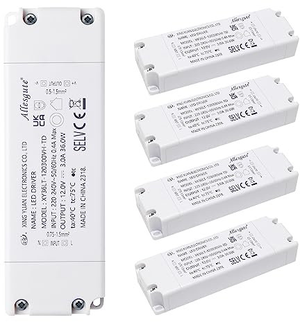 LED Trafo Transformator 36W 12V 3A, LED Treiber Netzteil, keine Mindestbelastung, kein Flimmern, kein Transformator-Rauschen Für MR11 G4 MR16 GU5.3 Lampe Lichtstreifen(5 Stück)