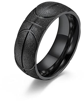 YAHOYA Einfache Männer Basketball Logo Matte Edelstahl Ring Hip Hop Weihnachten Schmuck Geschenk Ringe Zubehör
