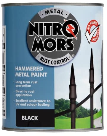Nitromors Hammered Metal Paint Black, 750ml, Rust Protection & UV Resistant, For Metal Furniture, Gates & Railings