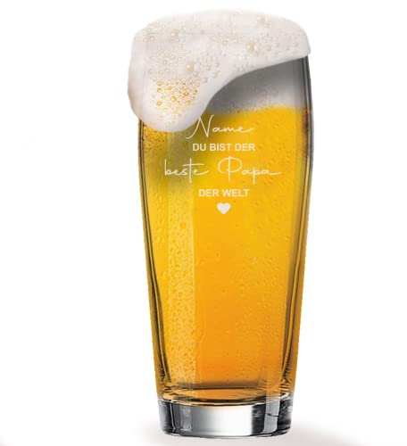GRAVURMACHER® Bierglas mit Gravur - Willi Becher 0,5l - Für den besten Papa der Welt - Geschenk zum Vatertag - Geburtstagsgeschenk als Mann (Vatertag Motiv 08)