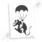 LaserCad Schablonen BANKSY Streetart (B052, Parachuting Rat, DIN A2) Stencil für Graffiti, Airbrush, Kunst, Deko, zum Malen