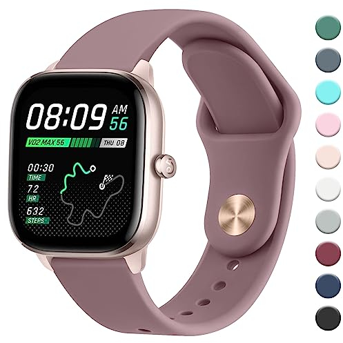 Oumida Armband für Amazfit Bip 3 Pro/Bip/Bip 3/Bip U Pro, 20mm Neues Silikon Armbänder, Verstellbares Sport Ersatzband für Amazfit GTS 2 Mini/GTS/GTS 3/GTS 4/GTS 4 Mini Damen Herren, Rauch Violett