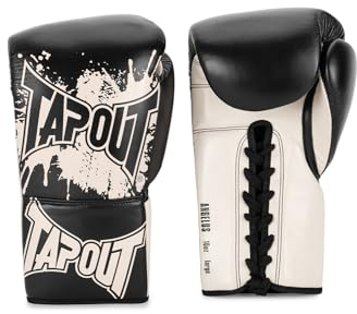 Tapout Boxhandschuhe aus Leder (1 Paar) Angelus, Black/Ecru, 10 oz R, 960012