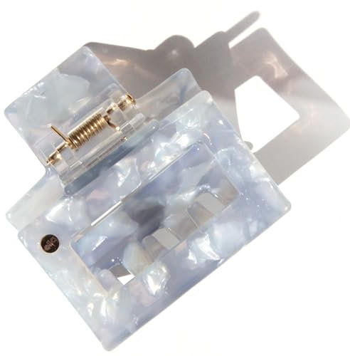 ella cases Freya - Pince à cheveux rectangulaire - Bleu azur - Nacre multicolore - Pour cheveux épais et fins - Incassable - En coton et acétate durable