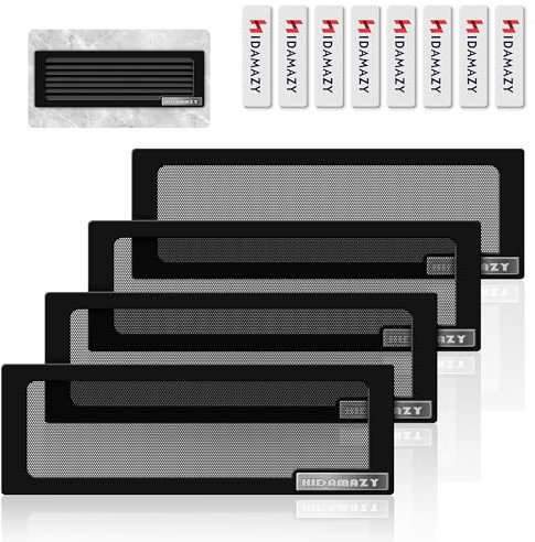 4 Pack Grille Ventilation Rectangulaire Grille Aération, Couvercles D'aération Magnétiques 30.5x10.2cm, Grille D'aération Pour Filtres de Ventilation de Plafond/Mur/Sol (Noir).