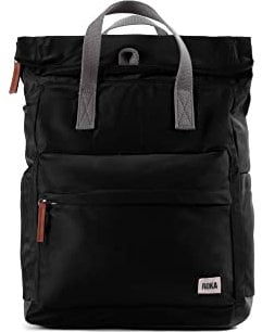 ROKA Canfield Roll Top Backpack for Women & Men - Large Nylon Roll Top Rucksack w/Magnetic Closure - Work, School, Travel Backpack - Black