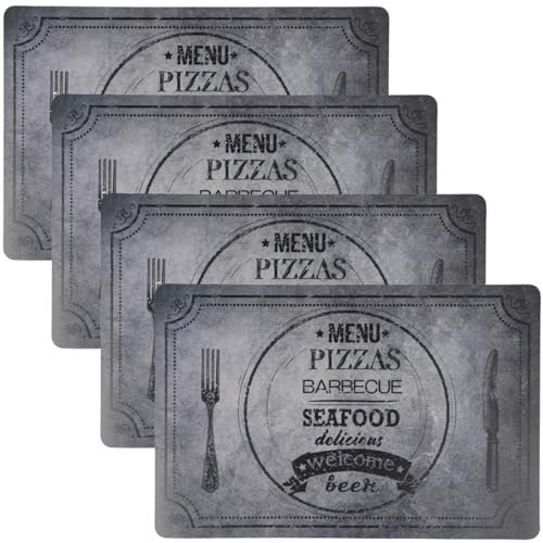 Marrakesch 4er Set Elegante Bedruckte Tischset 43 x 28 cm Groß- Stilvolle Platzmatten Seafood 3 als Akzente für Ihren Esstisch