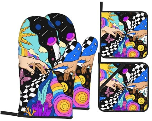 Pameencos World, Smile, Hands Baking Quartett – Küchen-Backset mit Ofenhandschuhen, hitzebeständige Ofenhandschuhe
