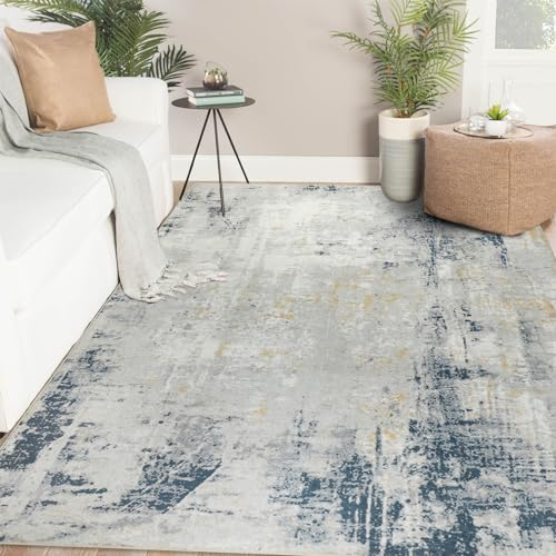 Famibay Teppich Wohnzimmer Moderner Teppich Schlafzimmer 160x230cm Kurzflor Wohnzimmerteppich Waschbar Tepiche Bodenteppich für Wohnzimmer Schlafzimmer Esszimmer (Beige Blau, 160x230cm)