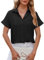 Camisas Mujer Verano Blusas Mujer Elegantes Top Manga Corta (Negro,L)