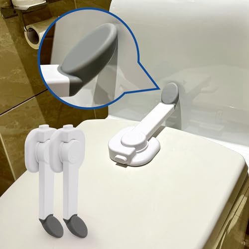 Fangze WC-Schlösser, babysicher, verbessertes 2er-Pack, Kindersicherung, Toilettensitzschloss für Kleinkinder mit starkem Klebstoff, Toilettendeckelschloss passend für die meisten WC-Sitze