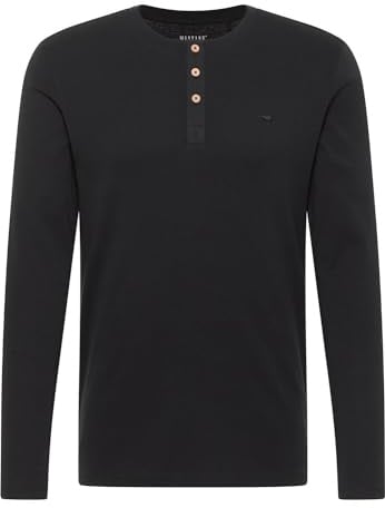 MUSTANG Herren Langarmshirt ARMINTO - Slim Fit S - 6XL Blau Schwarz Baumwolle