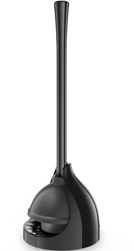 LOVLOY WC-Saugglocke mit Halter, Kolben mit einzigartigem Halter für 14,5 cm WC-Abfluss, Kolben für Badezimmer mit Halter, WC-Saugglocke strapazierfähig (1, Schwarz)