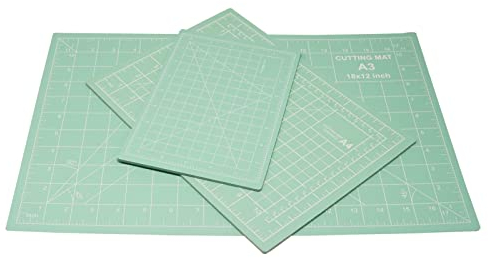 MANUFORE 3 Pcs Tapis de Découpe Autocicatrisant A3/A4/A5, Lot de Tapis de Coupe Double-face Vert Clair en PVC, 5 Couches Tapis de Bricolage CM/Pouce pour Bricolage, Quilting, Couture, Scrapbooking