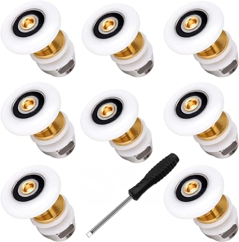 AVIMYA Duschtürrollen 23mm Duschkabine Rollen Ersatzteile Duschkabinen Glastürrolle Duschtür Rollen Schiebetür Ersatzrollen für Duschkabinentür obere und untere Ersatzteile 8 Stück.HXX-RZQ23MM