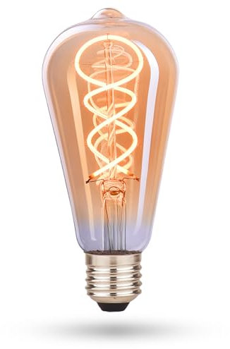 CROWN LED E27 LED Vintage-Glühlampe - Warmweiße - Energieeffizient E-Klasse - Entspricht 38W Glühlampe - Langlebig - Ideal für Zuhause, Hotels, Restaurants, Stoßfest - Retro Design - 14,2 x 6,4 cm