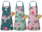 Lvefyti 3 Stück Küchenschürze Damen, Verstellbare Wasserdicht und ölbeständig Rosen Schürze mit großen Taschen, Grillschürze Gartenschürze Kochschürze Blumenschürze für Backen Malen Kochen Apr
