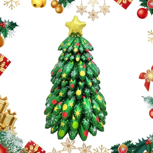 Folienballons Weihnachtsbaum, 4.2ft Aufblasbarer DIY Assemble 3D Ballon, Dekorationen für Indoor Outdoor, Weihnachtsfeier Dekoration