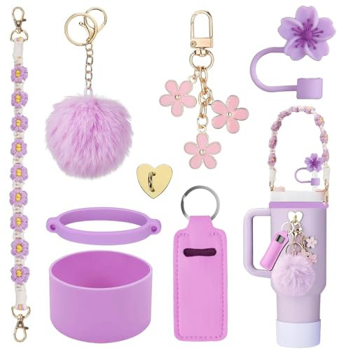 YEJIKJ Stanley Cup Accessori per Tazze Viola, Tazza Termica per Stanley, Copertura per Cannuccia per Stanley Tazze, Accessori Stanley Cup per Bicchieri da 1,2 l e 850 ml (Tazza non incluse)