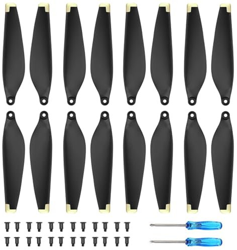 Hengrongshen Mini 3 Propeller, 16 Pcs Drohne Mini 3 Propeller mit 24 Schrauben und 2 Schraubendreher, Mini 3 Zubehör für Drohnenersatz, Low-Noise & Quick Release Propeller (Gold)