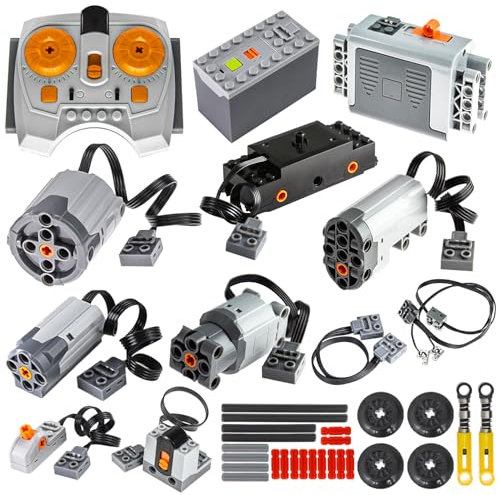 BloxBrix 36 pcs power-function compatible avec Technic-Parts, servo & train-motor batterie Technic-Parts récepteur Vitesse réglable Pièces de moteur, compatible avec les grandes marques