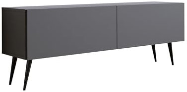 3E 3xE living.com TV-Schrank in Farbe Anthrazit, Schwarze Beine, A: B: 140 cm, H: 52 cm, T: 32 cm,