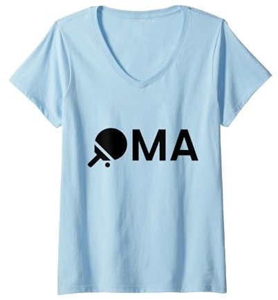 Damen Oma Tischtennis Outfit - Zum Tischtennis Spielen Großmutter T-Shirt mit V-Ausschnitt