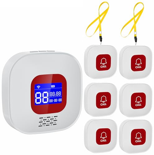 Systeme Alarme Maison, Alarme WiFi Bouton, Compatible avec l'application Smart Life/Tuya Smart, Convient aux Personnes âgées et Handicapées, 6 Émetteurs 1 Récepteur