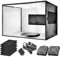 Cabine de pulvérisation d'aérographe avec deux ventilateurs d'échappement, cabine de peinture portable pour aérographe, 2 lumières LED rondes avec couverture à 360°, plateau tournant et tuyau