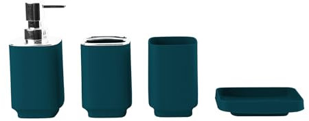 Hosoncovy 4 Pcs Bathroom Accessory Set with Soap Dispenser, Bathroom Cup, Soap Dish ,Toothbrush and Toothpaste Holder (Dark Green)