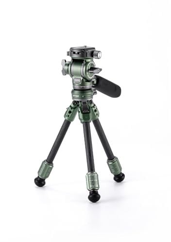Tilta Camera Tripod Tabletop Video Fluid Head with 1-Stage Carbon Fiber Tripod Legs, 1/4-20 Thread, Arca quick Release Plate, Max Load 3KG - Forest Green TT-VT03-FB-FG