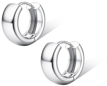 FIOROYAL Silber 925 Creolen - Hypoallergen Kleine Ohrringe für Damen Mädchen, Leichte Breite Gold/Silber